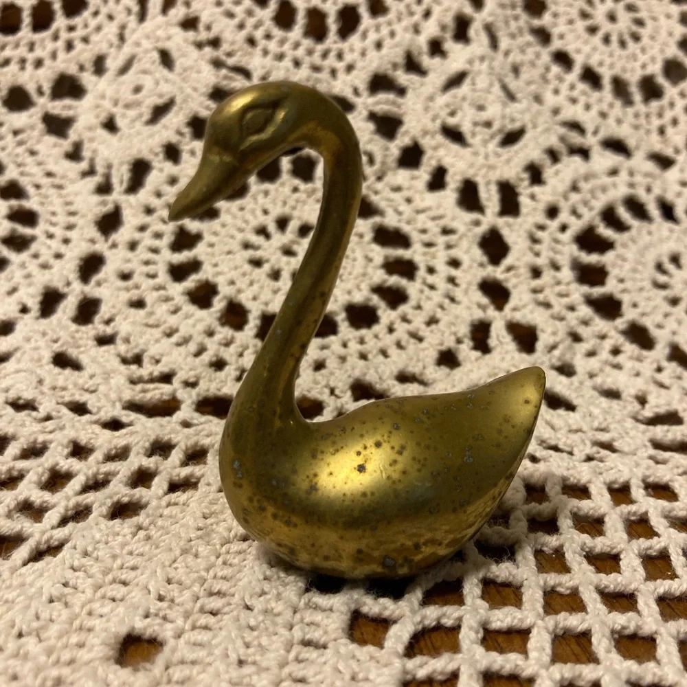 Petite Brass Swan Bird - Korea Vintage - Picture 1 of 9